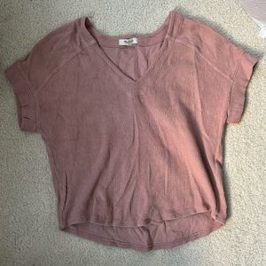 Madewell Mauve Texture and Thread V Neck Top